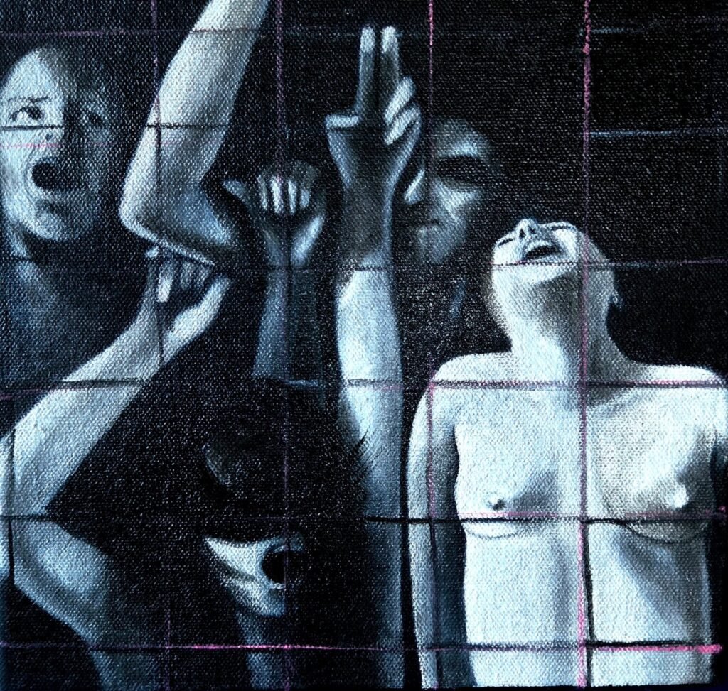 La selva del silencio. Óleo sobre lona, grisalla. 20 x 20 cm. Arauca, 2026