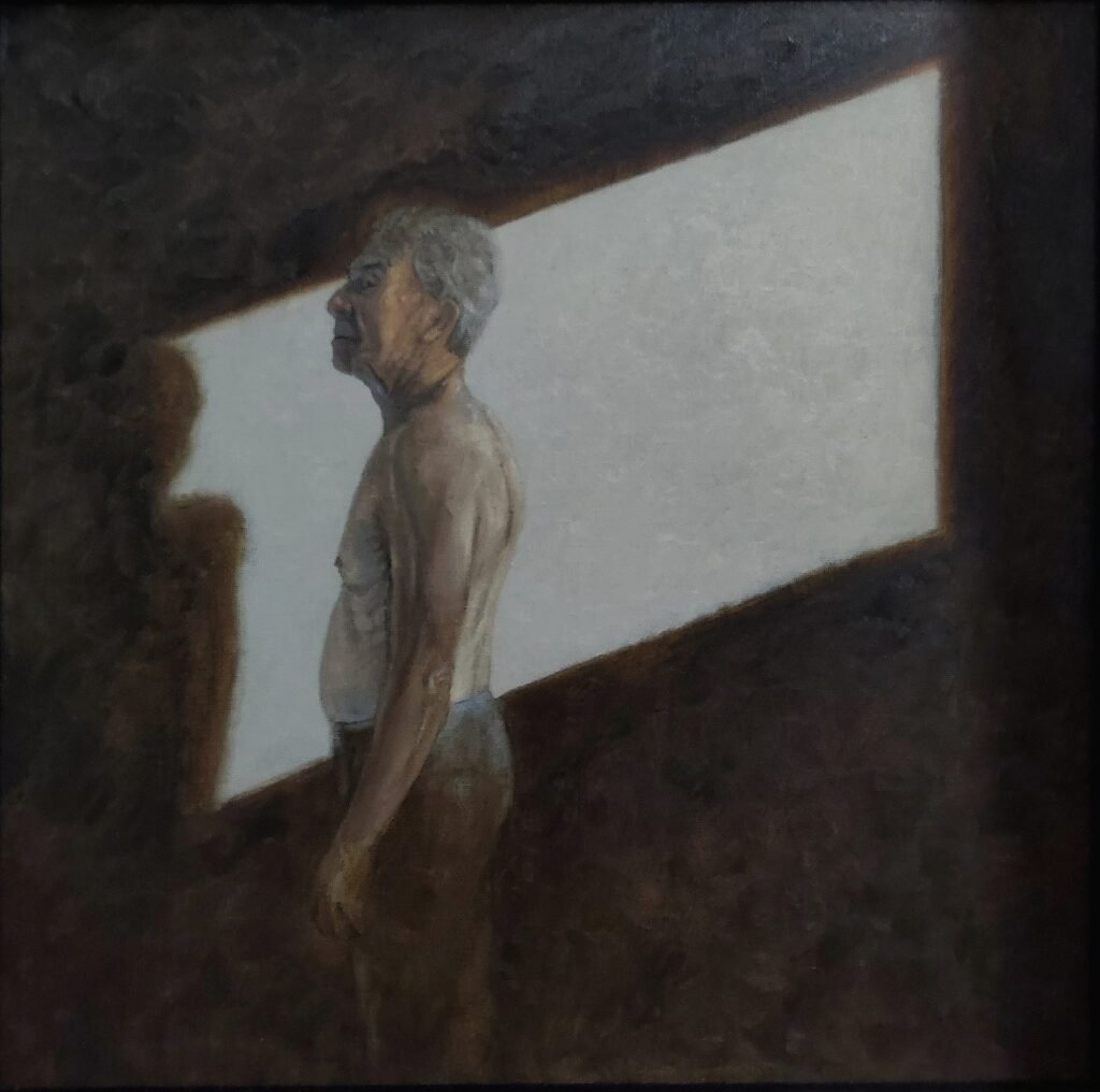 Del otro lado. Papá (díptico Del otro lado). Óleo sobre lienzo. 40 x 40 cm. 2026