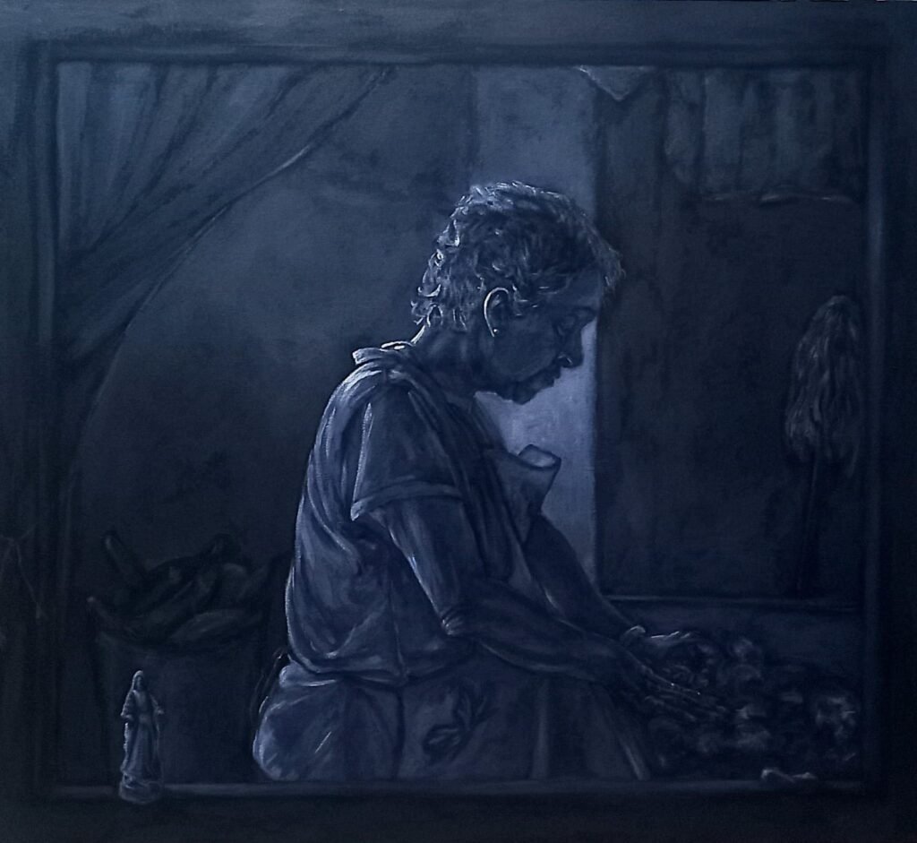Nocturno. Madre (díptico Nocturnos). Acrílico sobre lienzo. 90 x 100 cm. 2025