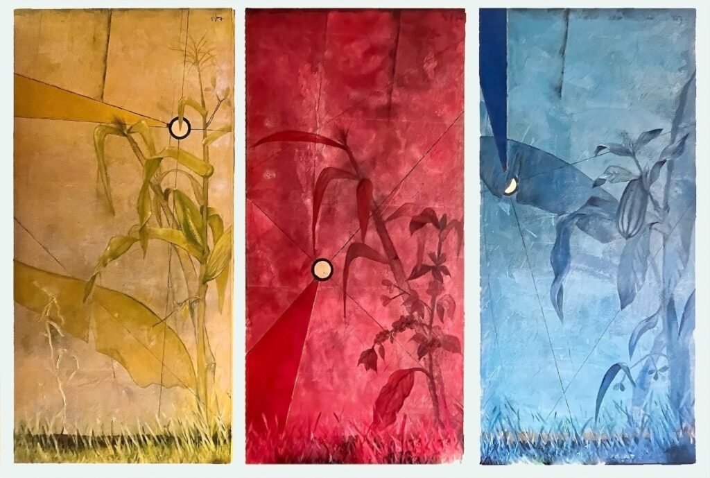 Fueros. Tríptico. Técnica mixta sobre lienzo. 140 x 70 cm c/u. 2016